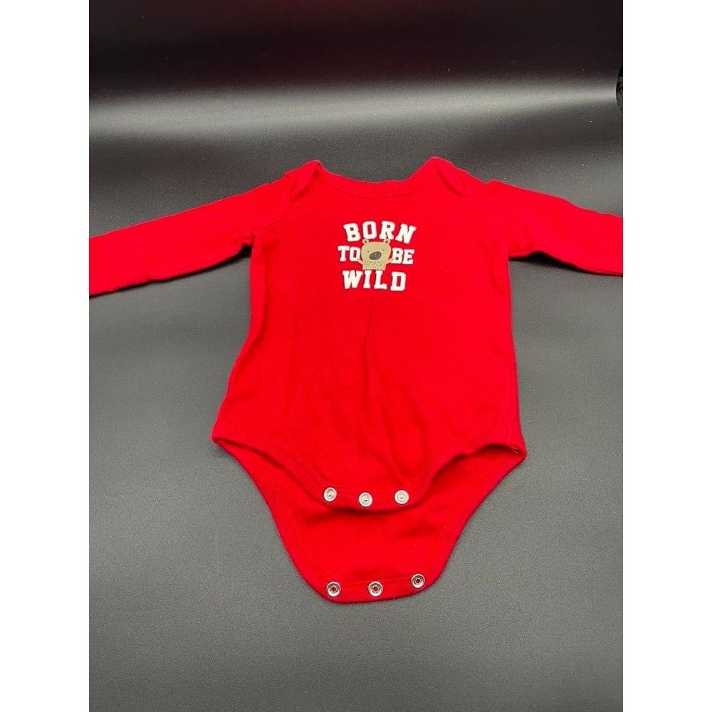 Red Little Wonders Long Sleeve Onesie "Born to Be Wild". Size 0-3 Months
